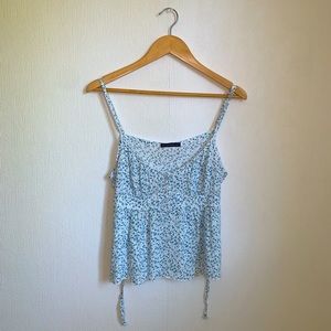 Brandy Melville Tiffany Blue Floral Babydoll Top